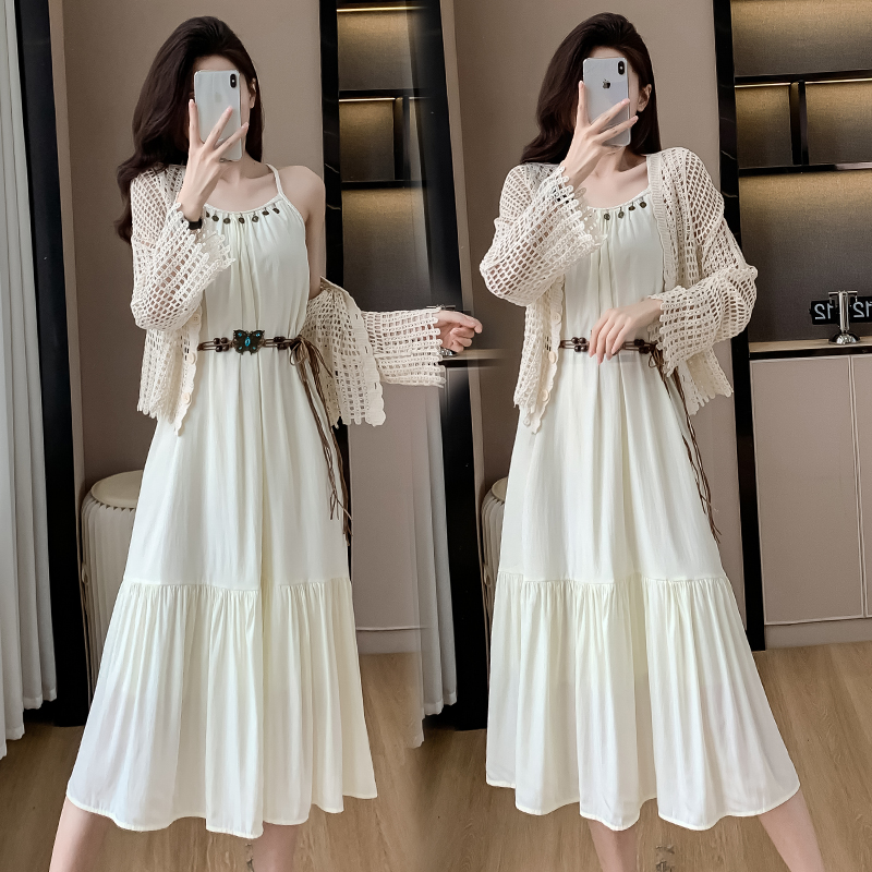 2025-ethnic-style-two-piece-maxi-dress-set-with-shawl-and-belt_1 2025 Ethnic Style Two-Piece Maxi Dress Set with Shawl and Belt