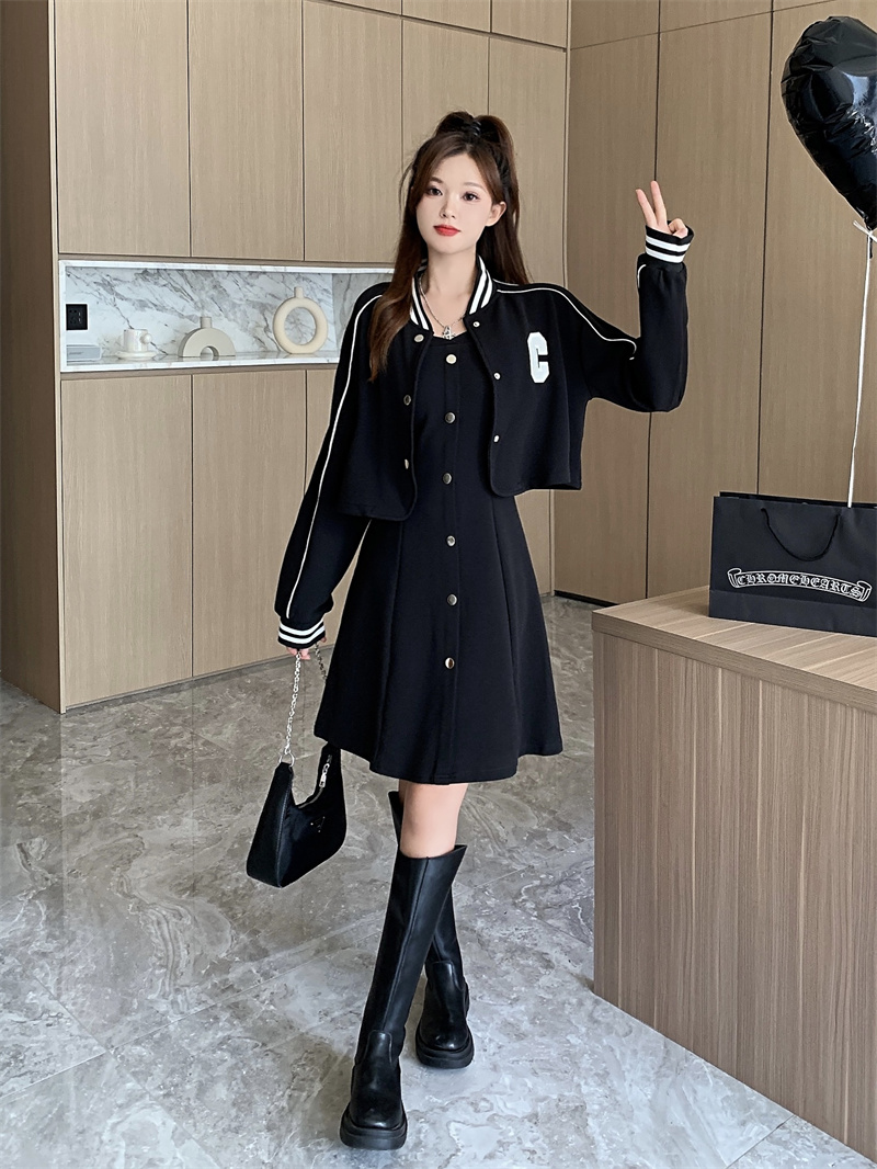2025-plus-size-autumn-school-style-two-piece-dress-set-for-women 2025 Plus Size Autumn School Style Two-Piece Dress Set for Women