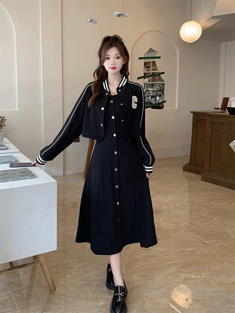 2025 Plus Size Autumn School Style Two-Piece Dress Set for Women