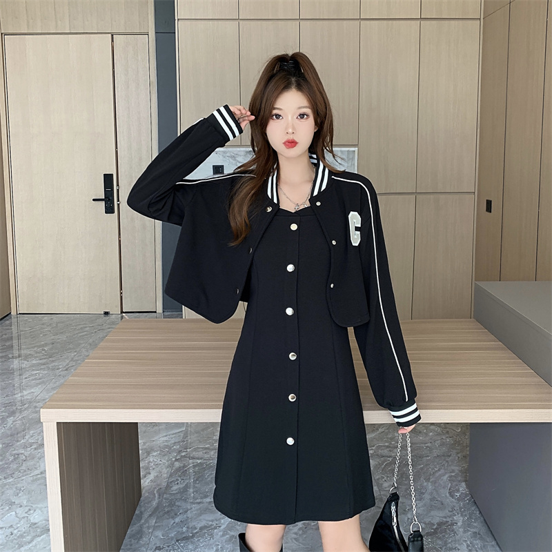 2025 Plus Size Autumn School Style Two-Piece Dress Set for Women