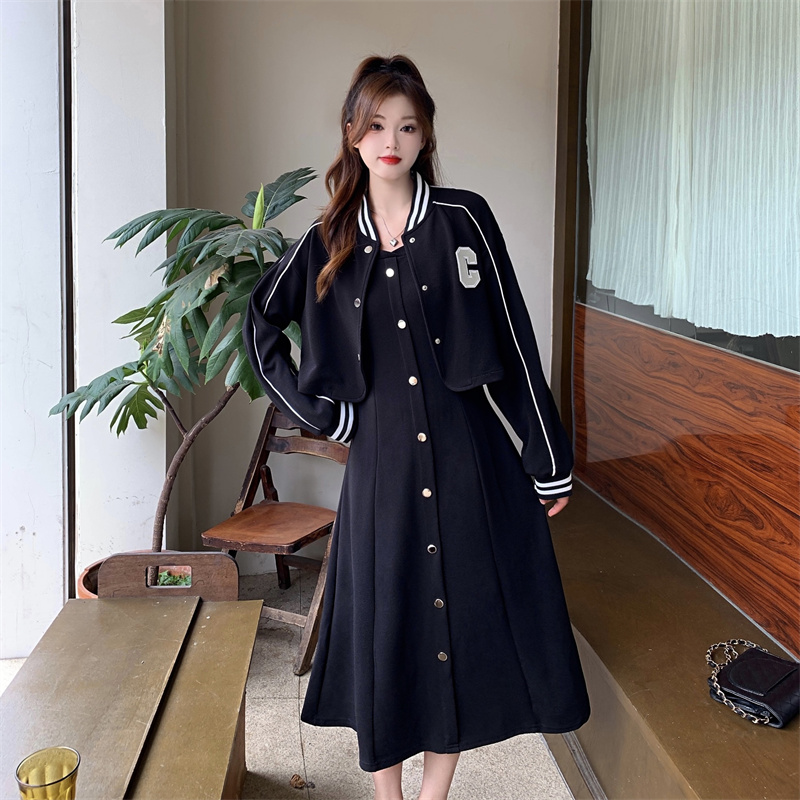2025 Plus Size Autumn School Style Two-Piece Dress Set for Women