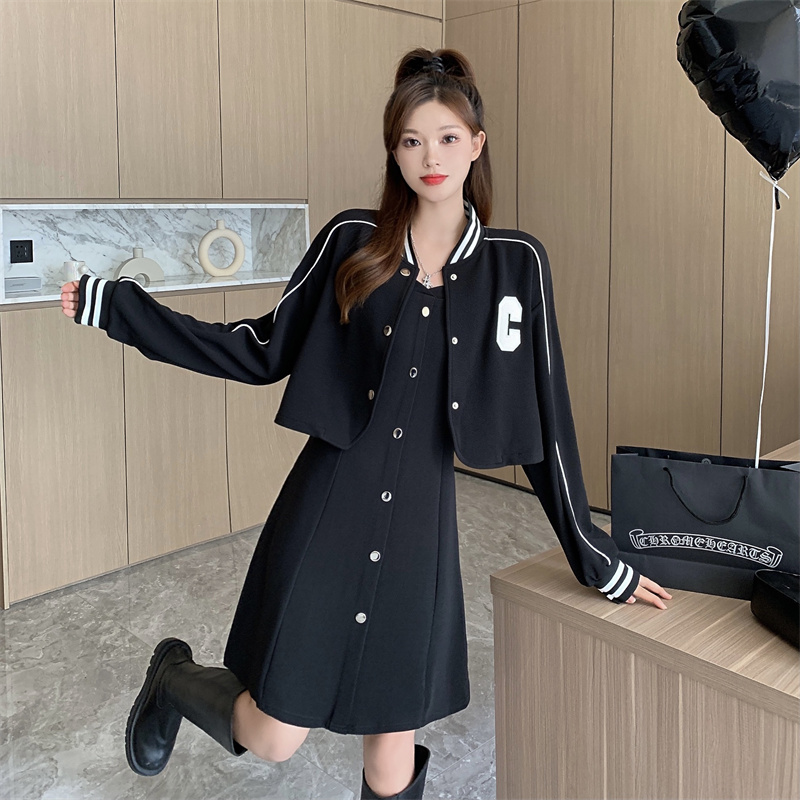2025 Plus Size Autumn School Style Two-Piece Dress Set for Women