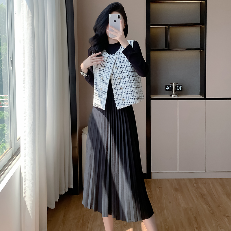 autumn-new-style-small-fragrance-vest-women-outer-wear-tank-top-vest-dress-two-piece-set-spring-autumn-coat_3 Autumn New Style Small Fragrance Vest Women Outer Wear Tank Top Vest + Dress Two-Piece Set Spring Autumn Coat