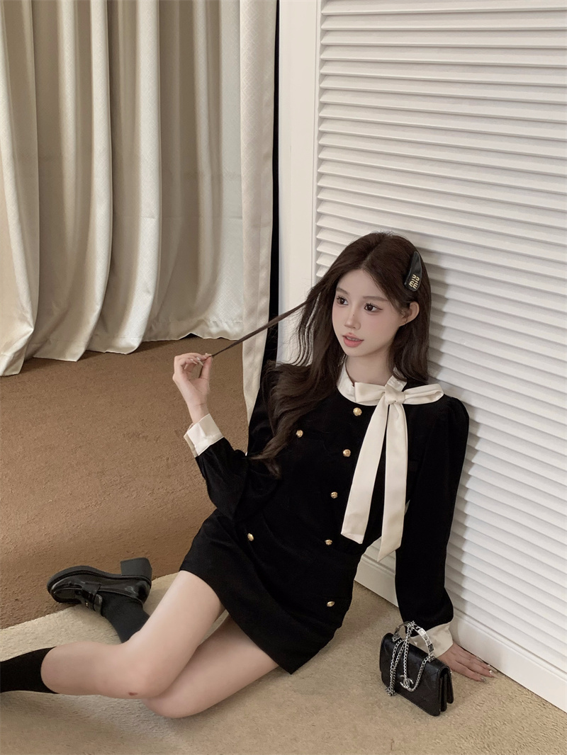 french-bow-velvet-black-fashion-set-for-women_1 French Bow Velvet Black Fashion Set for Women