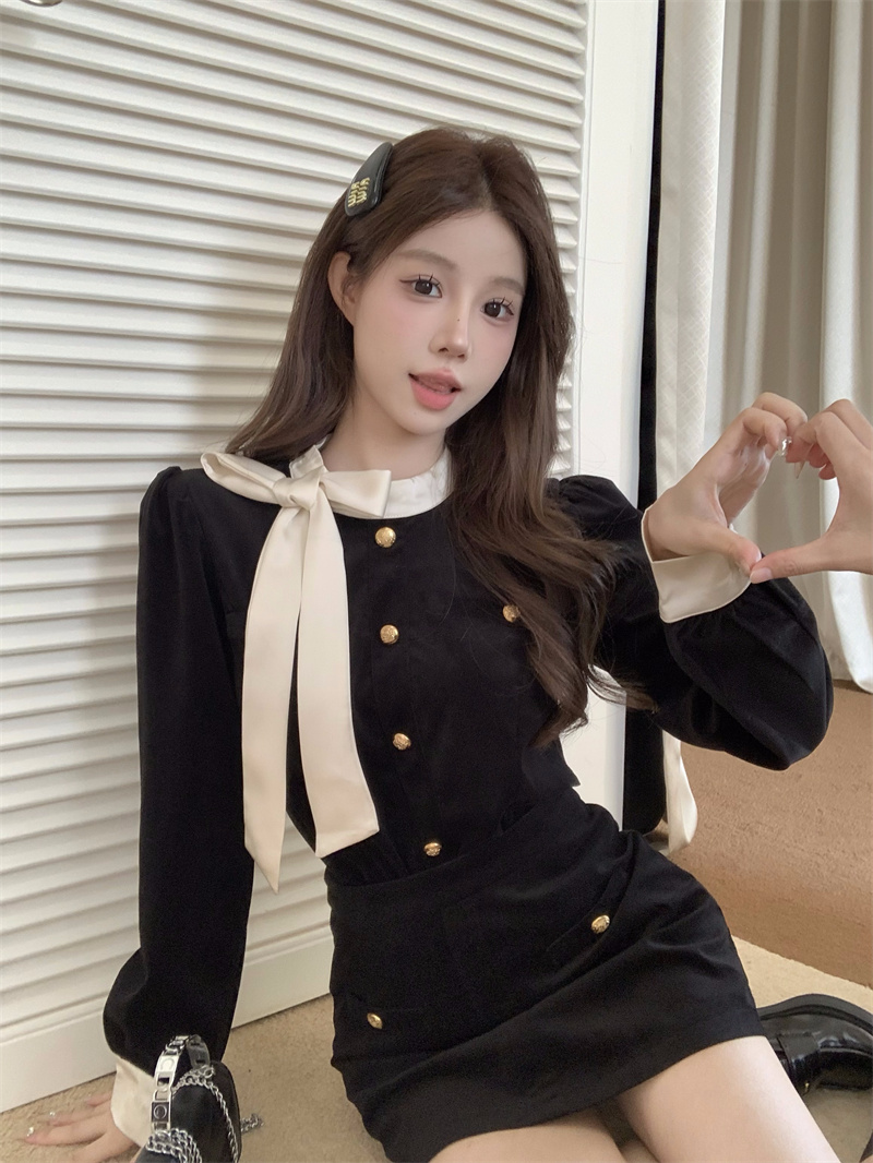 french-bow-velvet-black-fashion-set-for-women_2 French Bow Velvet Black Fashion Set for Women
