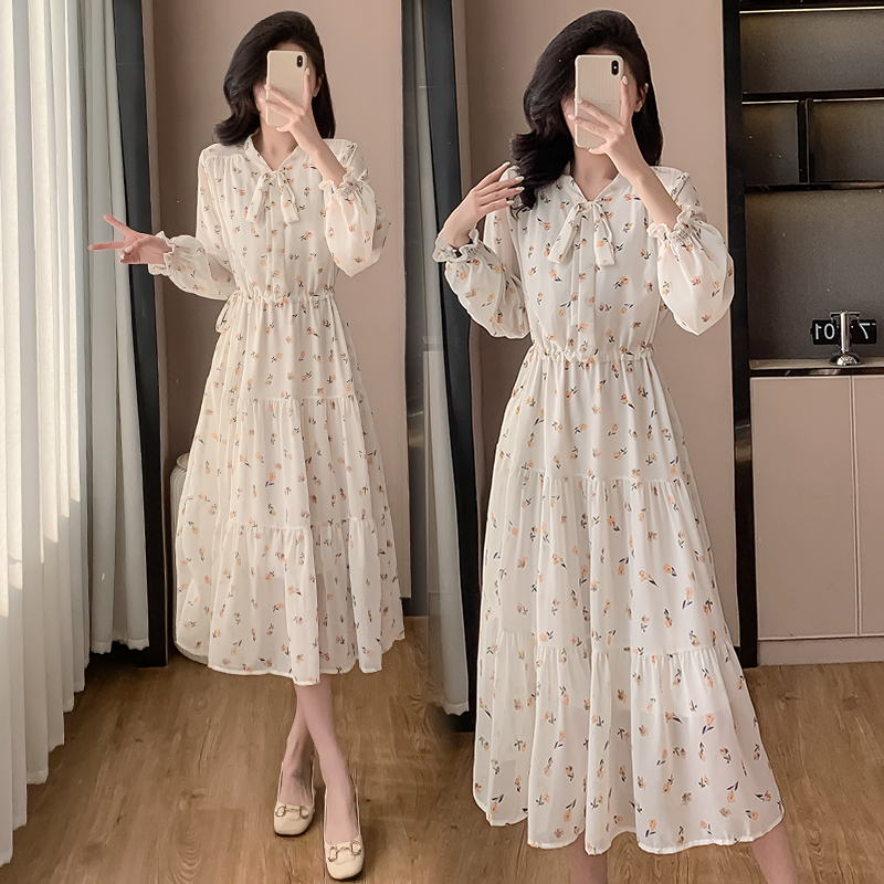 french-floral-chiffon-long-sleeve-dress-womens-spring-2025-new-slimming-waist_1 French Floral Chiffon Long Sleeve Dress Women's Spring 2025 New Slimming Waist