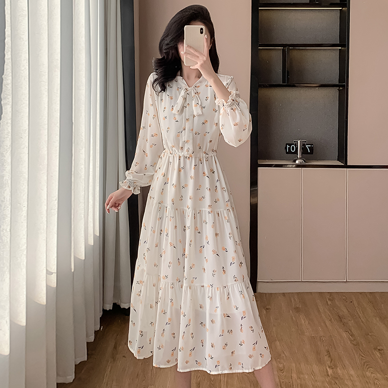 french-floral-chiffon-long-sleeve-dress-womens-spring-2025-new-slimming-waist_3 French Floral Chiffon Long Sleeve Dress Women's Spring 2025 New Slimming Waist