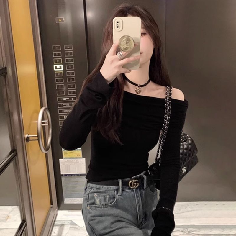french-one-shoulder-top-slim-fit-off-shoulder-short-sleeve-womens-summer-tee_3 French One-Shoulder Top Slim Fit Off-Shoulder Short Sleeve Women's Summer Tee