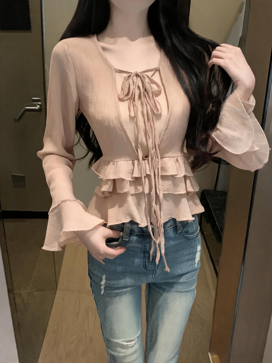 gentle-ruffle-v-neck-tie-flare-sleeve-chiffon-blouse-for-women_1 Gentle Ruffle V-Neck Tie Flare Sleeve Chiffon Blouse for Women
