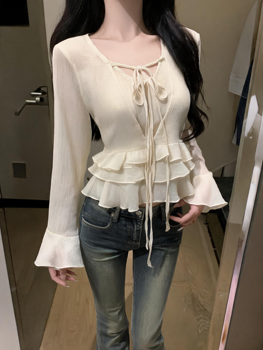 gentle-ruffle-v-neck-tie-flare-sleeve-chiffon-blouse-for-women_2 Gentle Ruffle V-Neck Tie Flare Sleeve Chiffon Blouse for Women