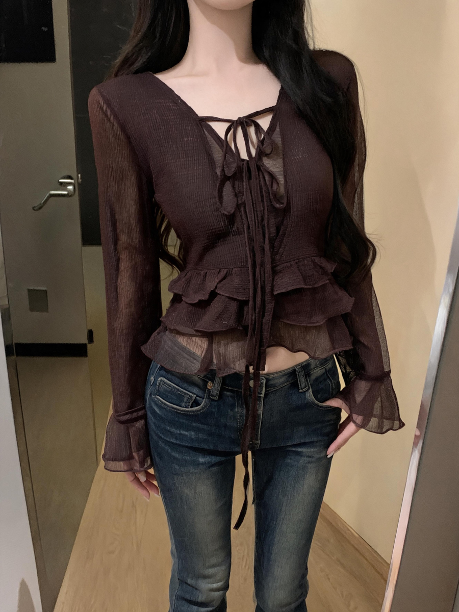gentle-ruffle-v-neck-tie-flare-sleeve-chiffon-blouse-for-women_3 Gentle Ruffle V-Neck Tie Flare Sleeve Chiffon Blouse for Women