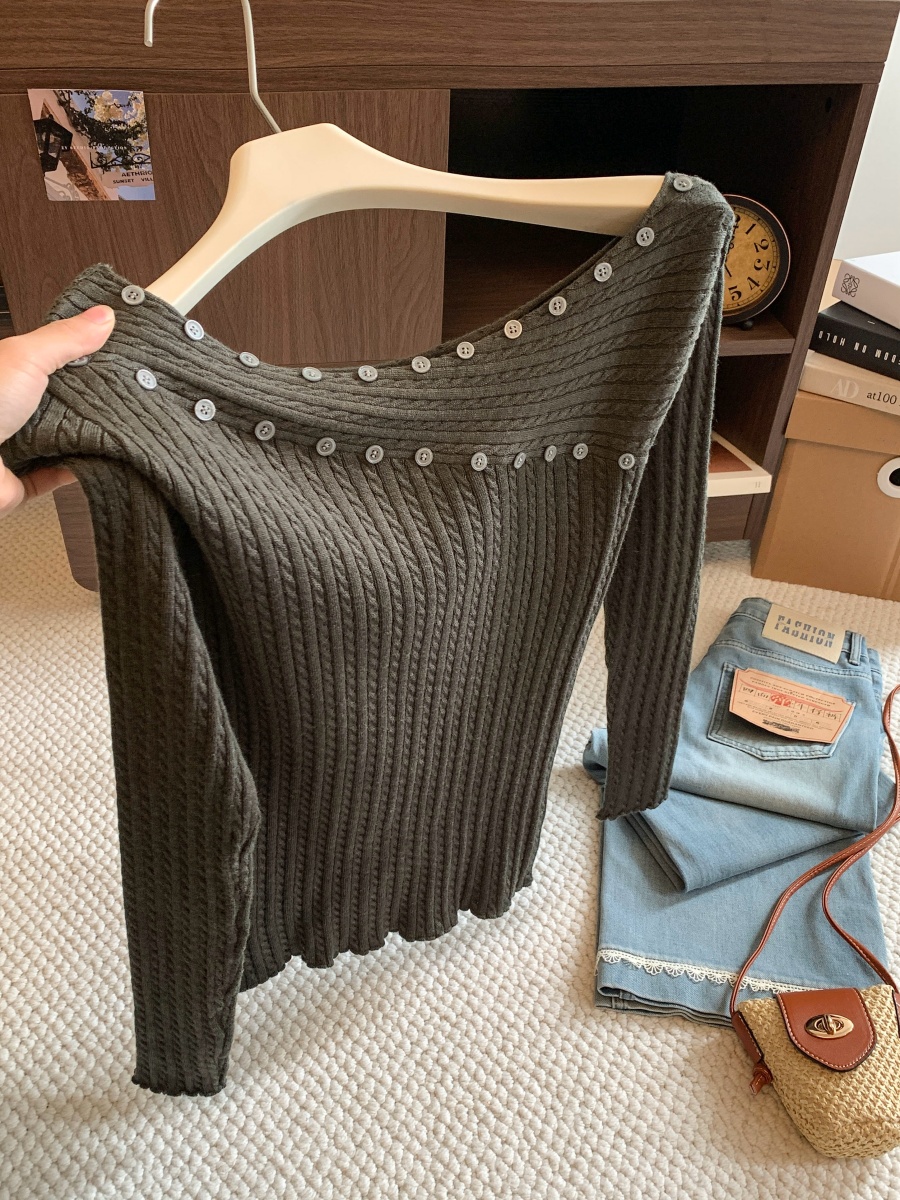 korean-cable-knit-one-shoulder-double-breasted-sweater-women-2026-early-autumn-slim-fit-base-layer-top Korean Cable Knit One Shoulder Double Breasted Sweater Women 2026 Early Autumn Slim Fit Base Layer Top