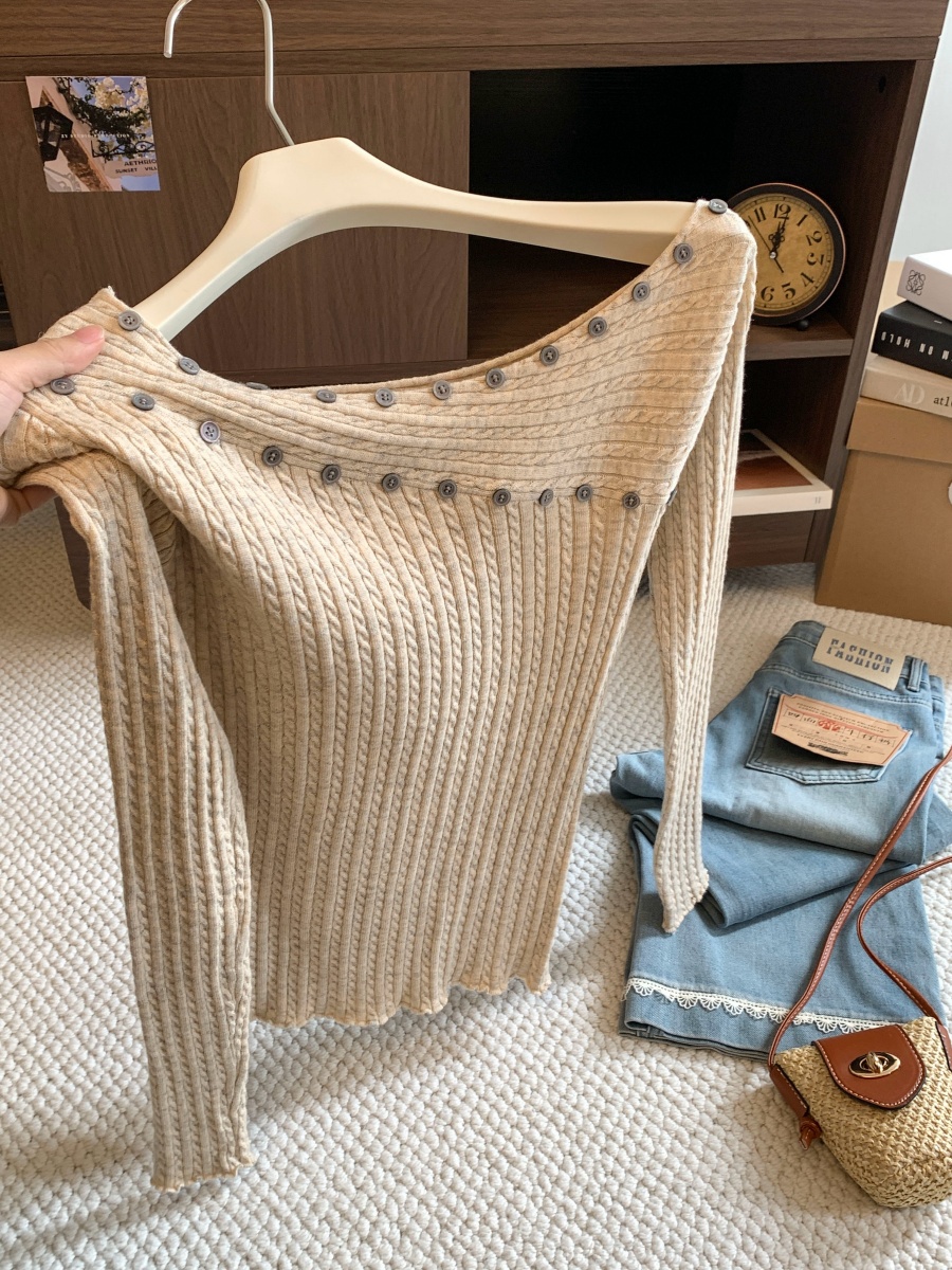 korean-cable-knit-one-shoulder-double-breasted-sweater-women-2026-early-autumn-slim-fit-base-layer-top_2 Korean Cable Knit One Shoulder Double Breasted Sweater Women 2026 Early Autumn Slim Fit Base Layer Top