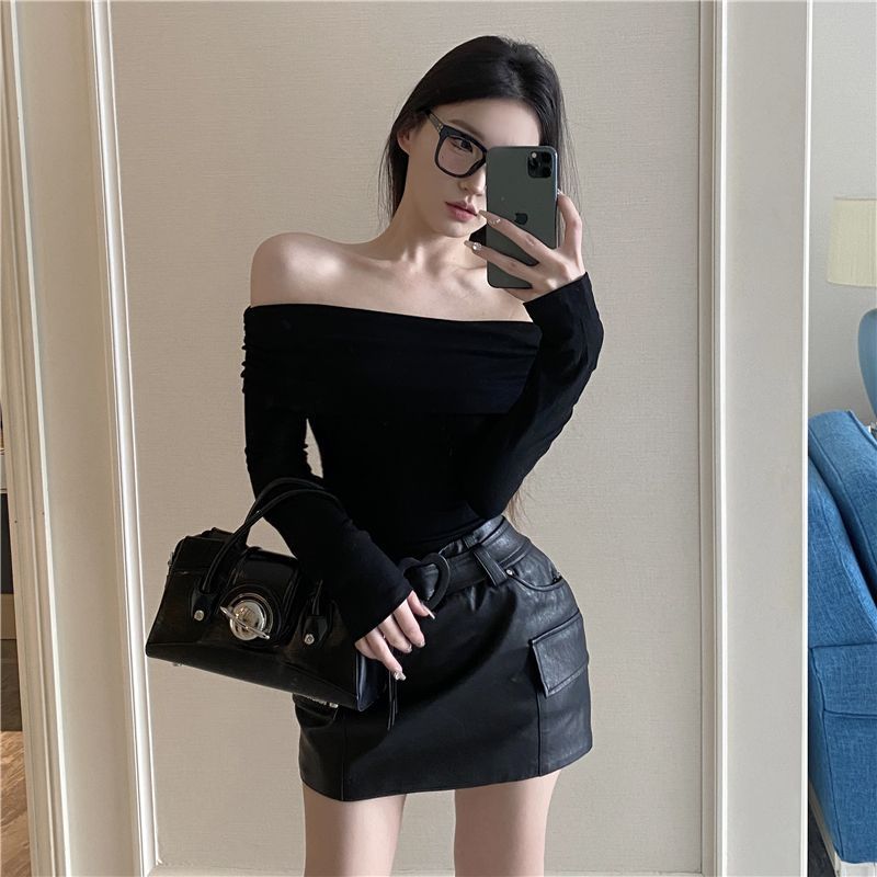 Women's Off-Shoulder Slim Fit Short Sleeve Top 2026 Summer New