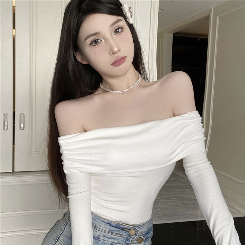 Women's Off-Shoulder Slim Fit Short Sleeve Top 2026 Summer New