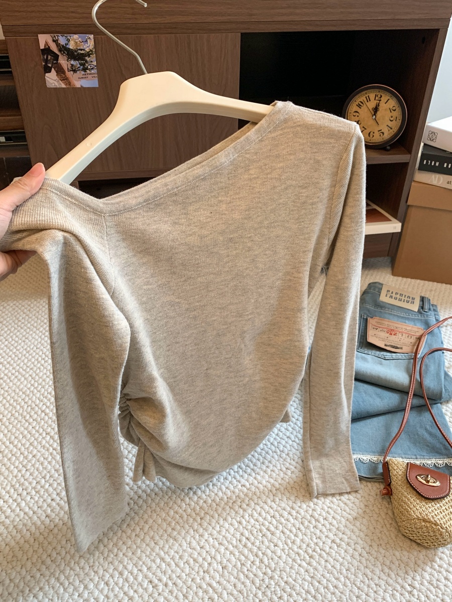 womens-puppy-print-off-shoulder-long-sleeve-knit-top-2026-fall-slim-waist-layering-shirt_3 Women's Puppy Print Off-Shoulder Long Sleeve Knit Top 2026 Fall Slim Waist Layering Shirt