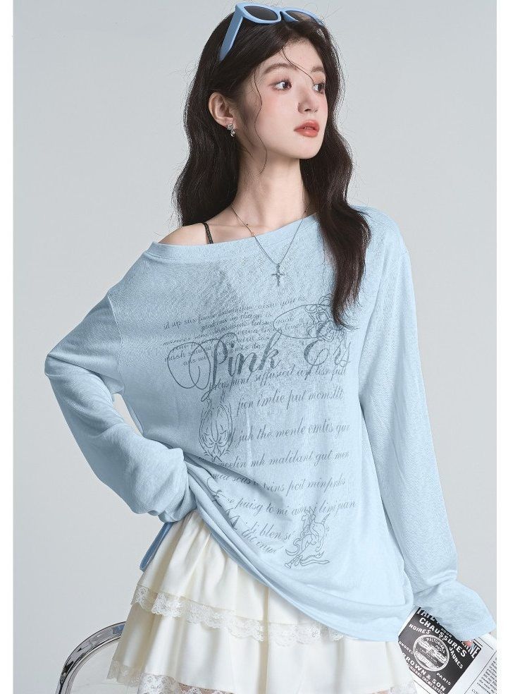womens-summer-print-drawstring-irregular-long-sleeve-sun-protection-top-style-b92c40 Women's Summer Print Drawstring Irregular Long Sleeve Sun Protection Top - Style b92c40